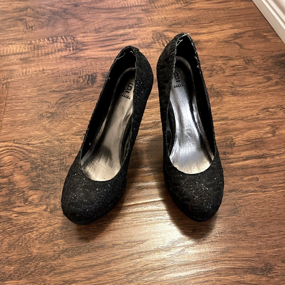 Bakers black glittery stilettos